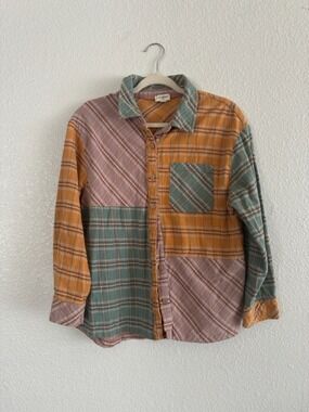 Umgee Vintage Patchwork Plaid Button-Up Flanne - Size S